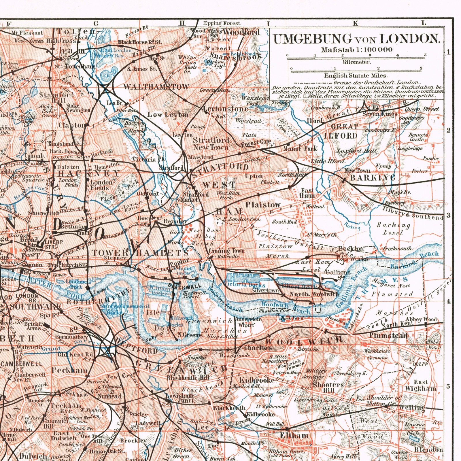 LONDON map ENGLAND ORIGINAL 1914 UNITED KINGDOM map