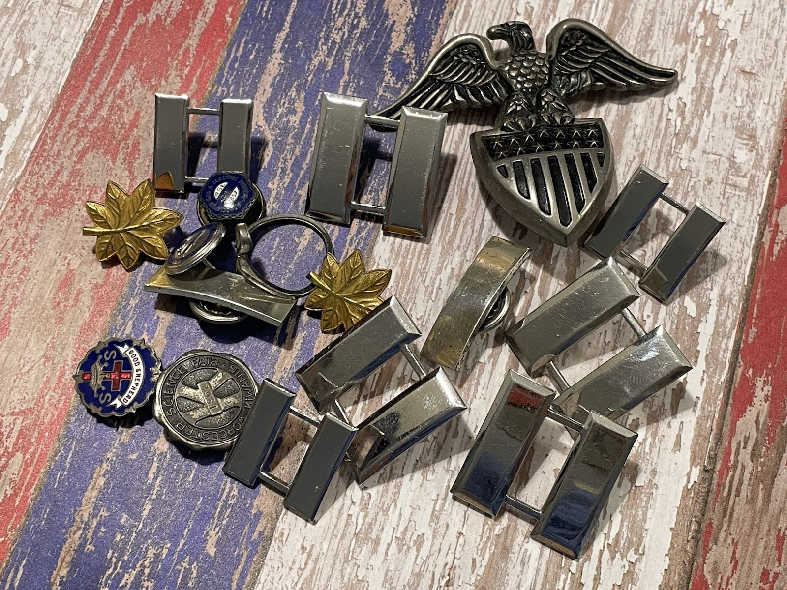 92 Grams Vintage Sterling Silver Badges Military Pins CLEAN Not Scrap Lot Rank
