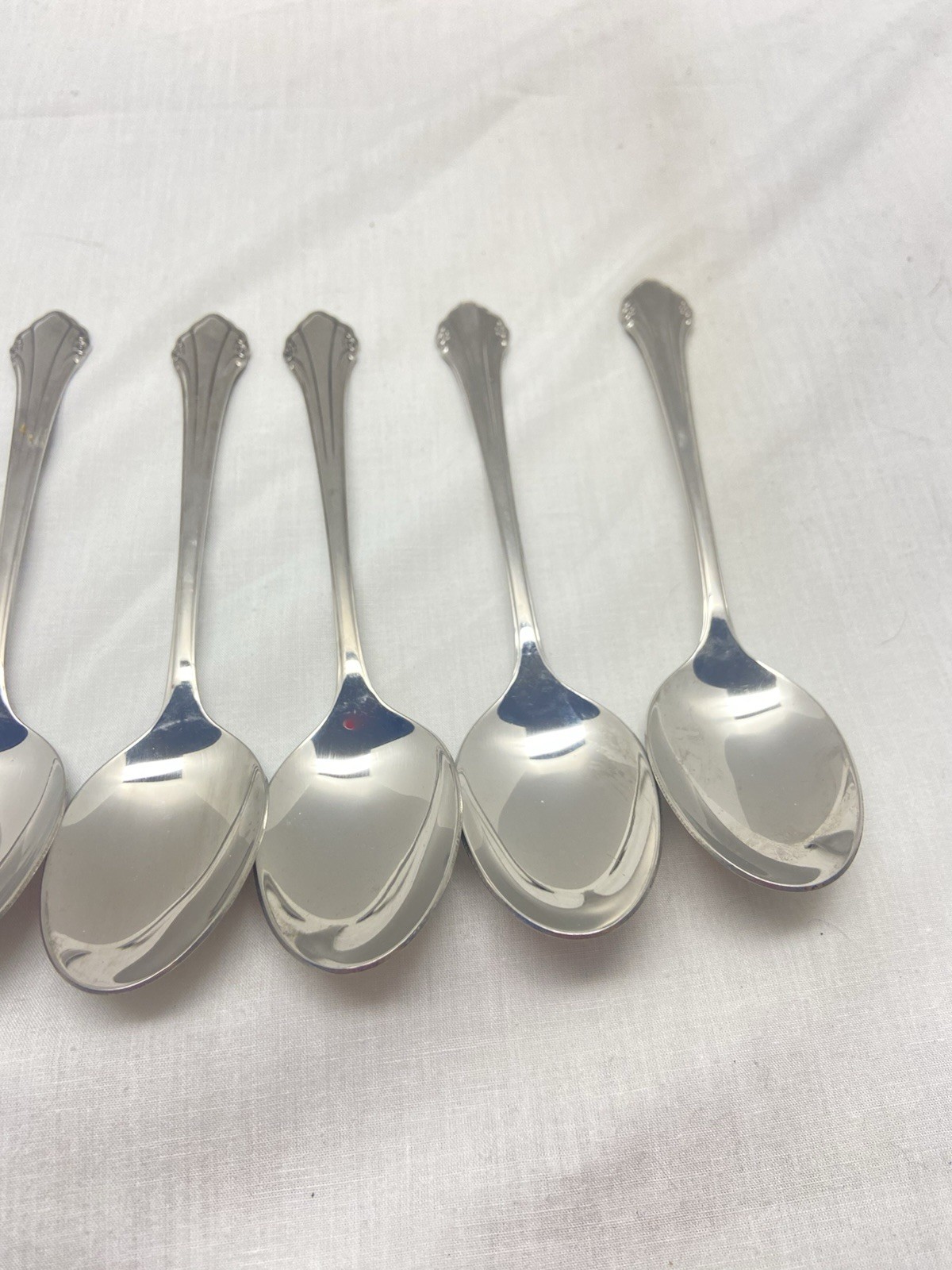 8 ~ 1881 Rogers Oneida LTD Bittersweet Repose Stainless Flatware Soup Spoons `