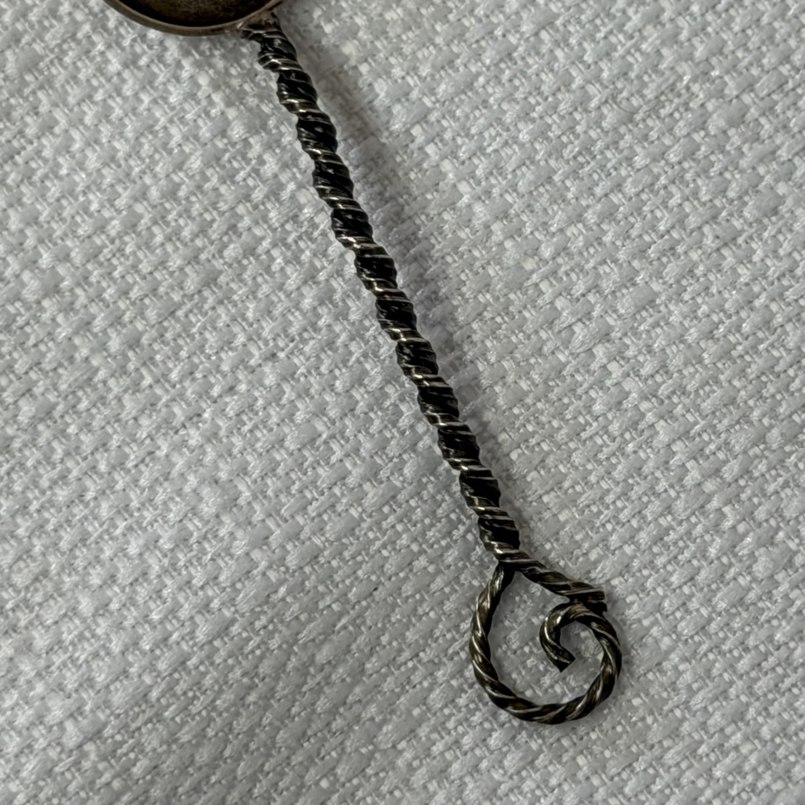 STERLING Silver Miniature SPOON Twisted Handle Maple Leaf