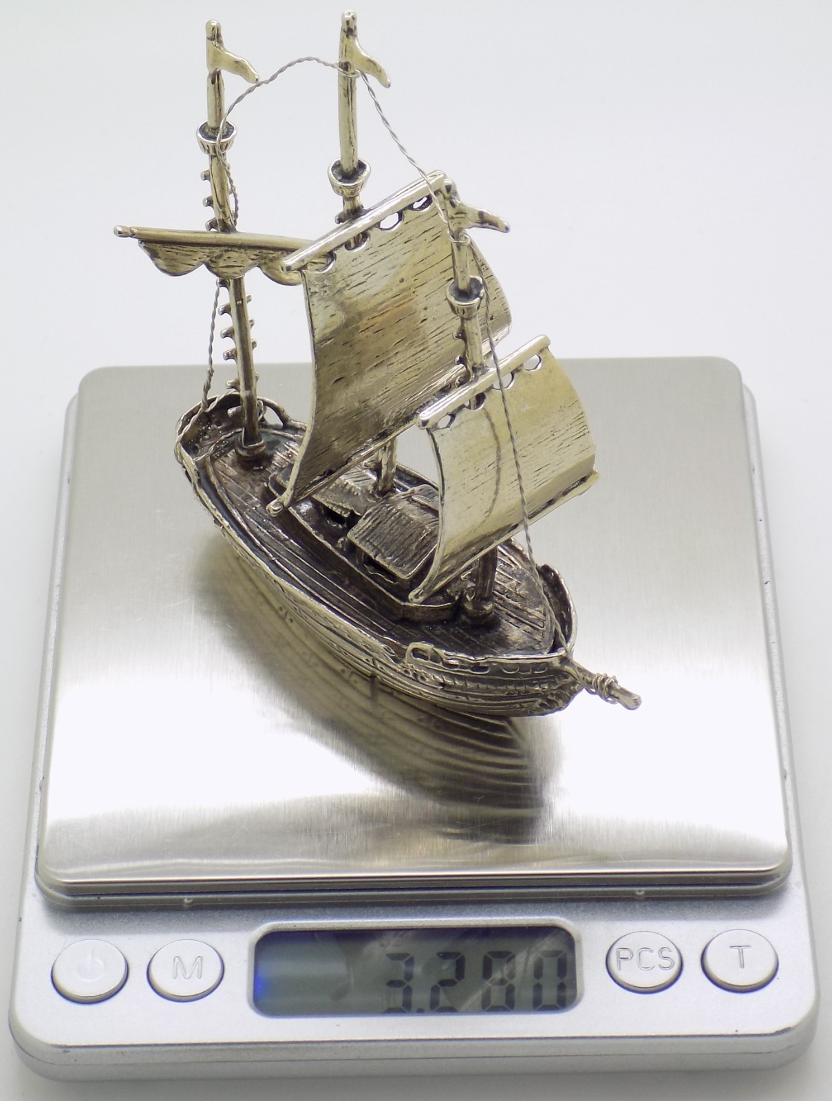 Vintage Italian Handmade Genuine Silver Galleon Sailing Ship Large Figurine