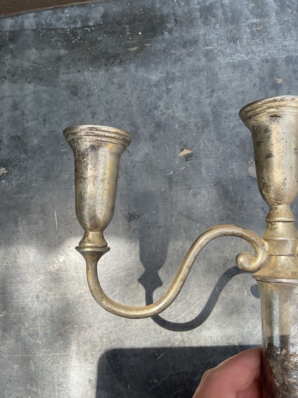 Vintage Godinger Silverplate Candelabra 3 Arm Holders Arms Silver Patina Rustic