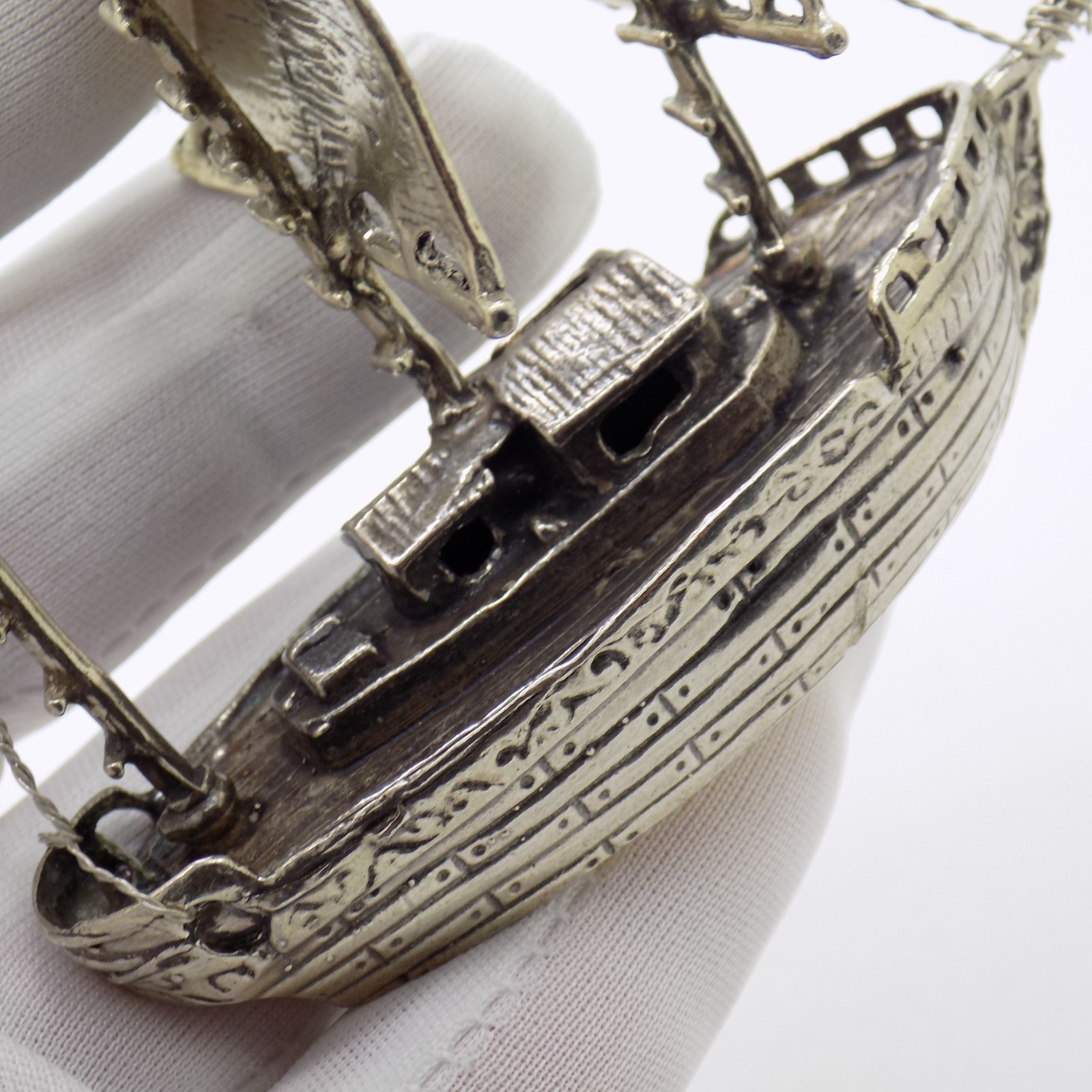 Vintage Italian Handmade Genuine Silver Galleon Sailing Ship Large Figurine