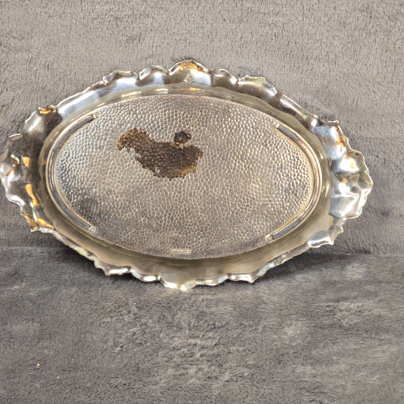 Vintage Silver Plated Creamer and Sugar Bowl Set with Tray Made in Japan Repouss