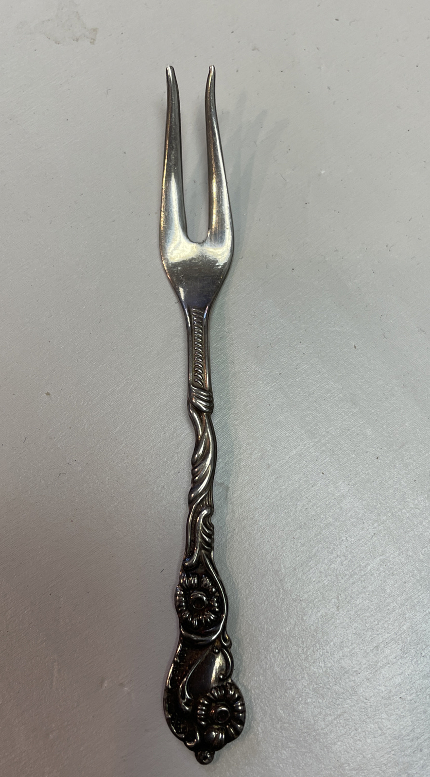 Nils-Johan Lemon Fork Silverplate Sweden Flowers Vintage 1950s