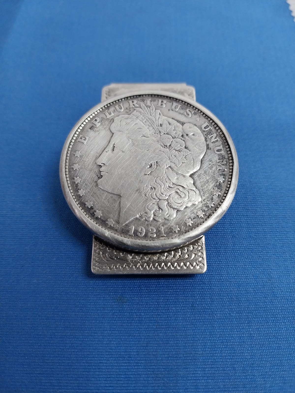 1921 ☆ MORGAN E PLURIBUS – Silver Coin Money Clip Easy Flip~ Unique ANTIQUE