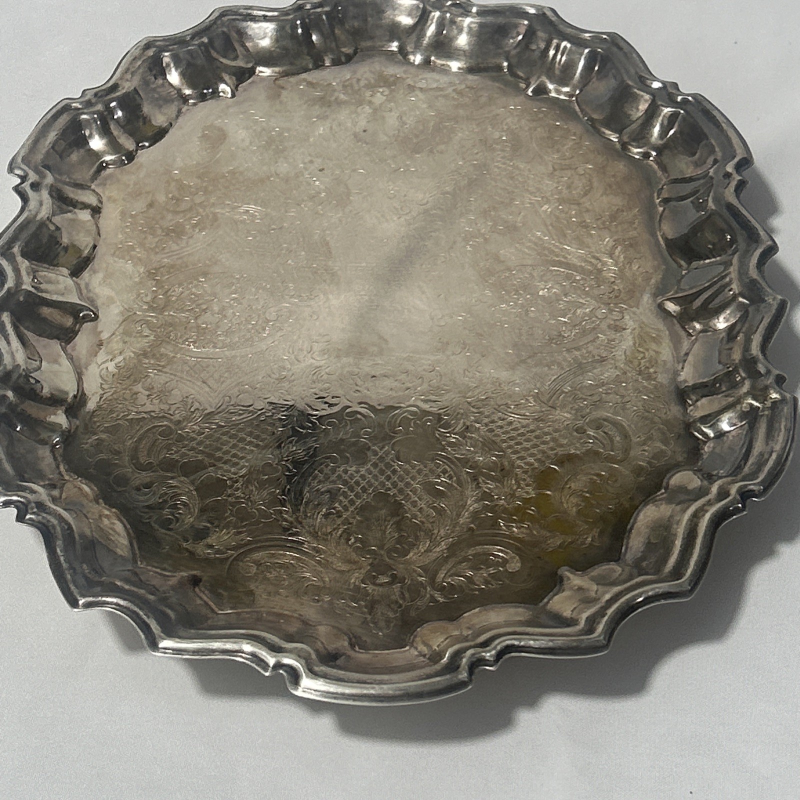 Vintage F.B. Rogers Silver Co 5737 Silverplate Footed Serving Tray Platter 14”