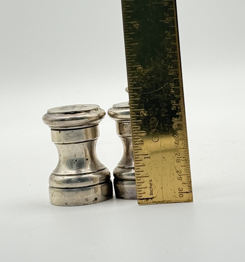 Vintage Mid Century Italy Sterling Salt Shaker & Pepper Mill Pair Set 2-1/4″