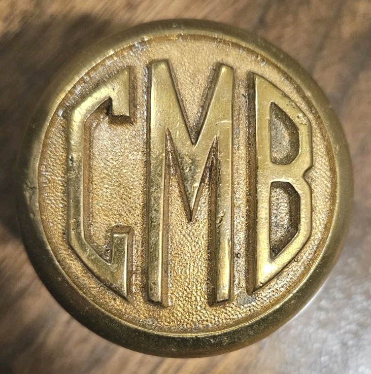 Antique Door Knob Letter CMB Victorian 1900s Brass Bronze Building Unknown