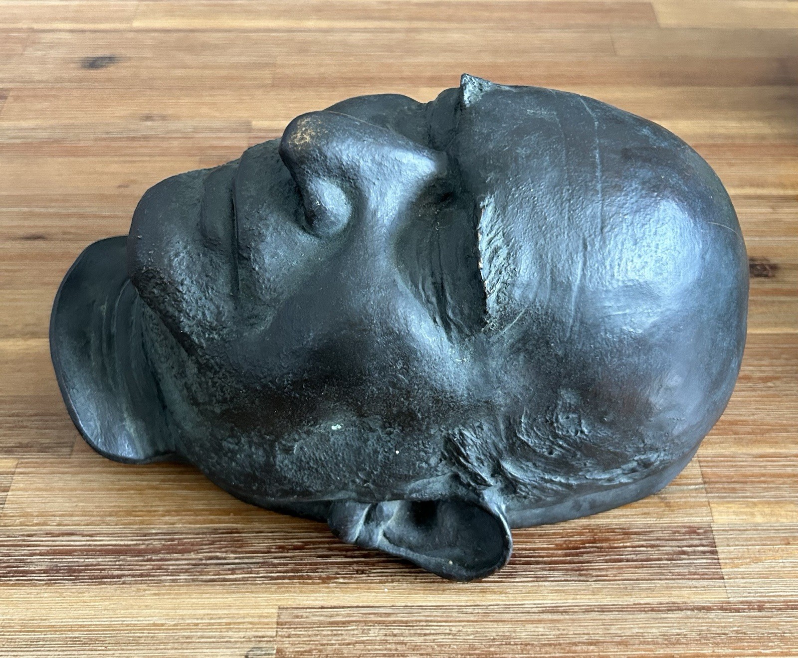 Rare Antique 19th/20th Century Unknown Bronze Life Size Death Mask Sculpture