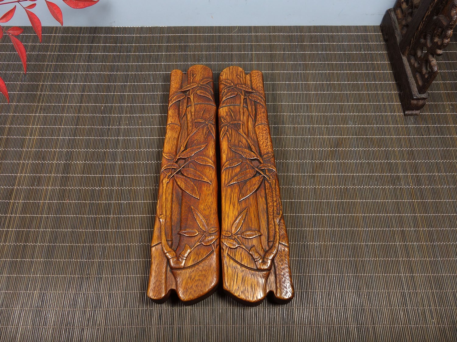 Old Tibetan Rosewood Carving Bamboo Weighing Scale Rising Step By Step Decor