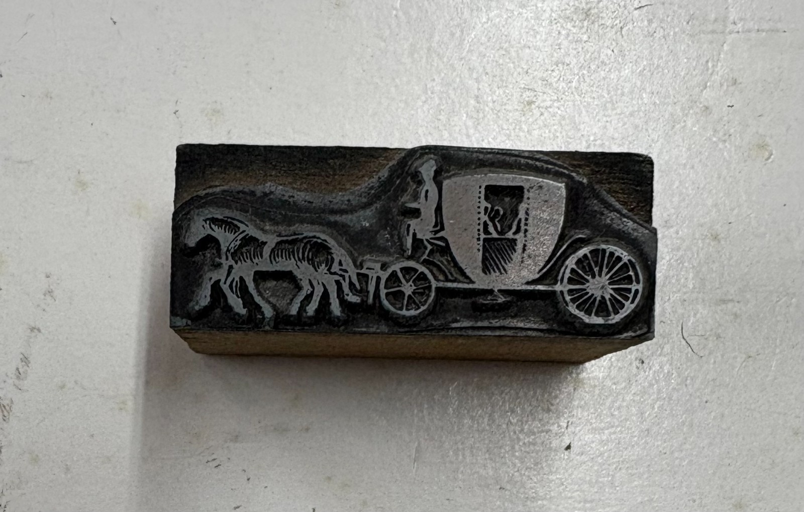 VINTAGE HORSE AND CARRIAGE FISHER BODY LETTERPRESS PRINTING BLOCK FREE SHIPPING