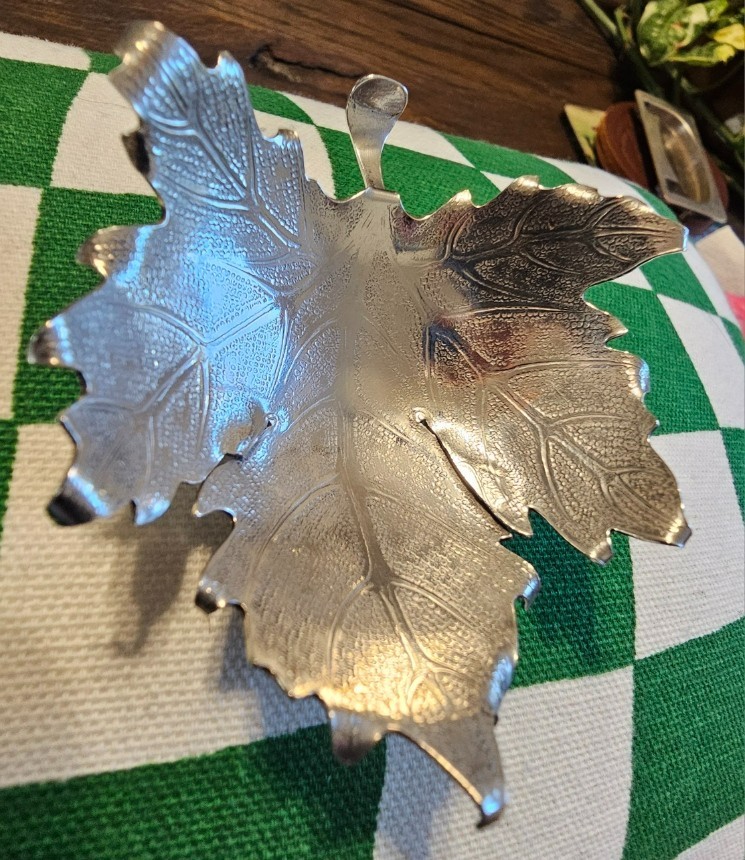 Brandimarte Firenze 800 Silver Maple Leaf Trinket Dish Italy Italian Solid 43g