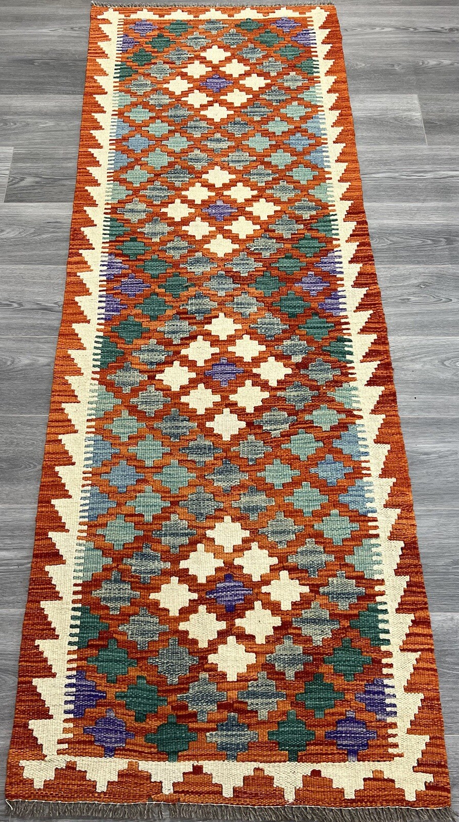 Handmade Kilim Runner wool natural colours Afghan Traditional 192cmx74cm