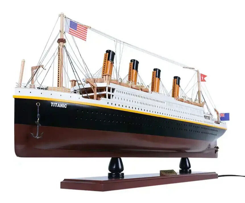 RMS Titanic Ocean Liner w/ Lights 32″ Wood Model White Star Line Cruise Ship New