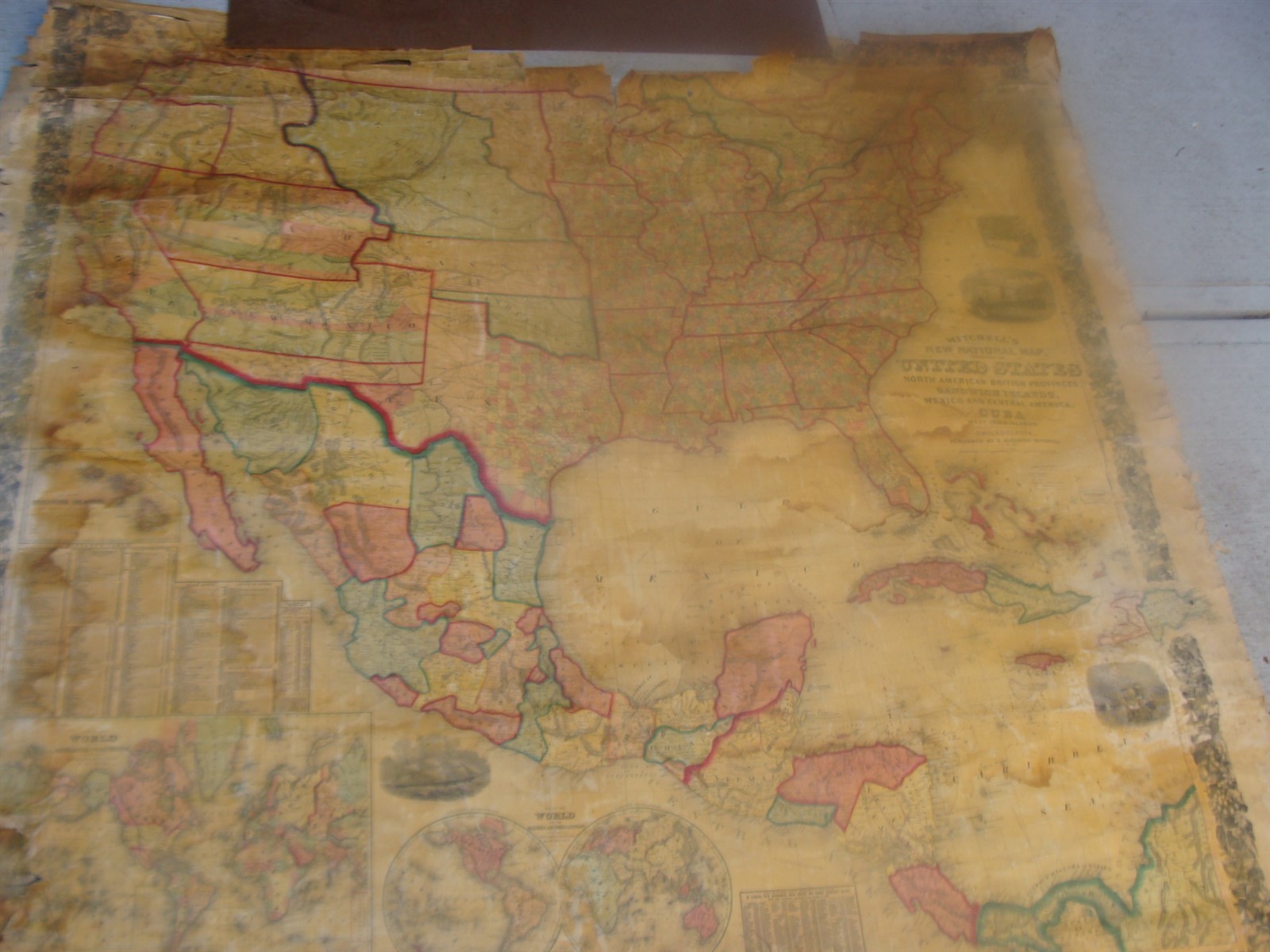 Antique 1857 Mitchells New Pictoral Wall Map United States