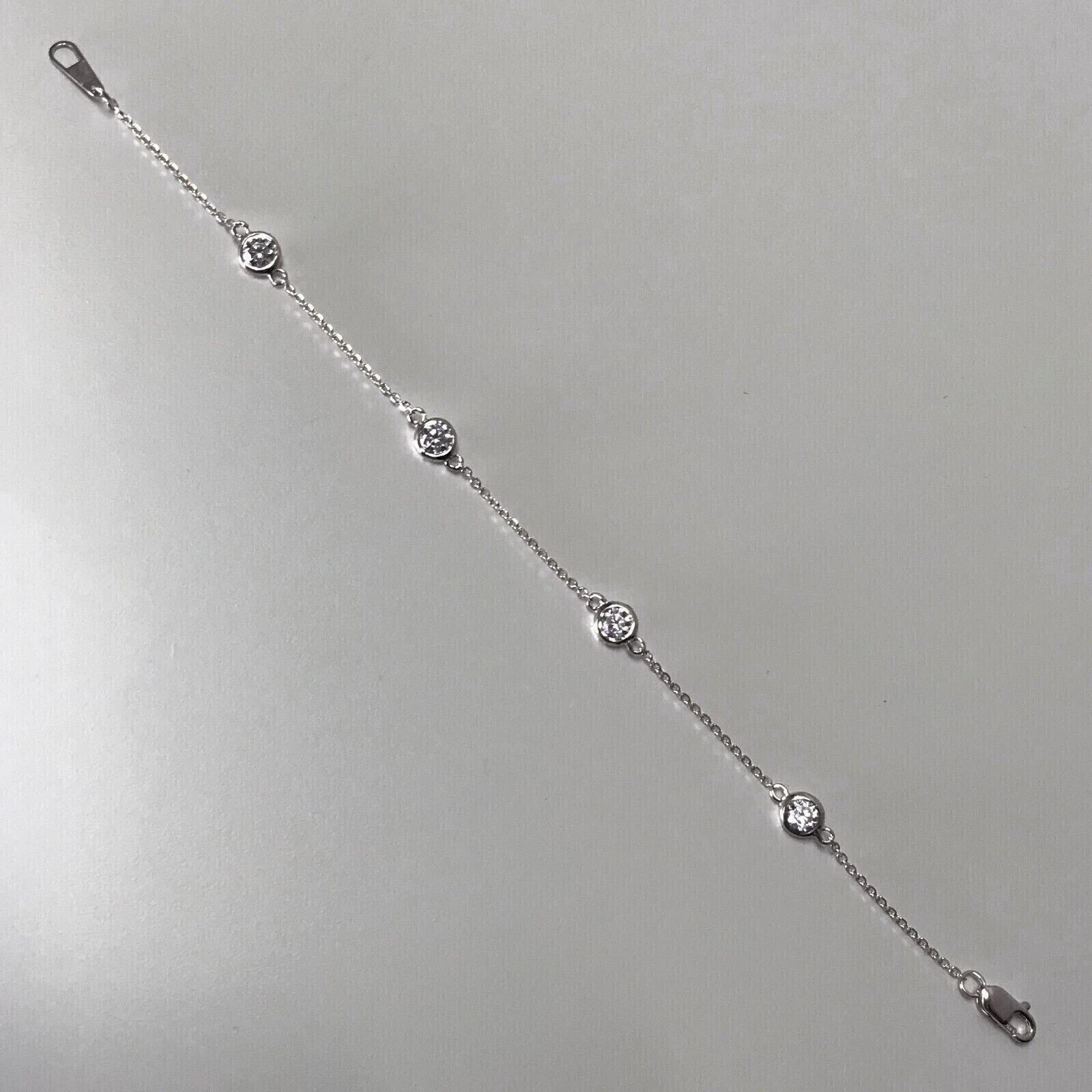 0.50 Ct Round Lab-Created Diamond 4 Stations Bracelet 14k White Gold Plated