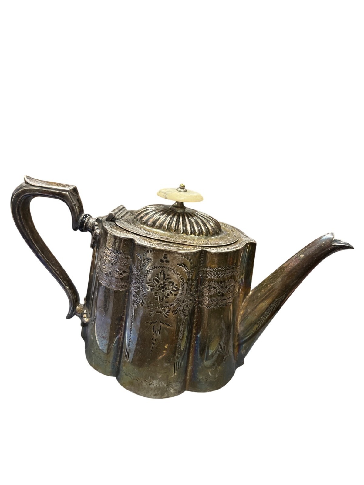 Antique victorian sillver plate coffee tea pot EPBM ornate engraved #923 SKU 10-
