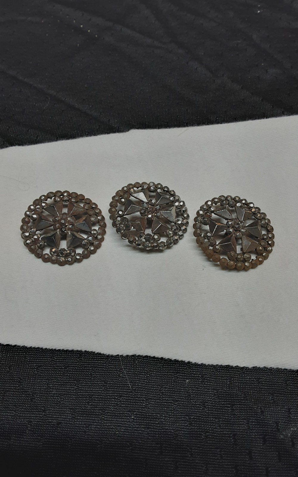 Victorian Metal Cut Steel Pin Wheel Buttons