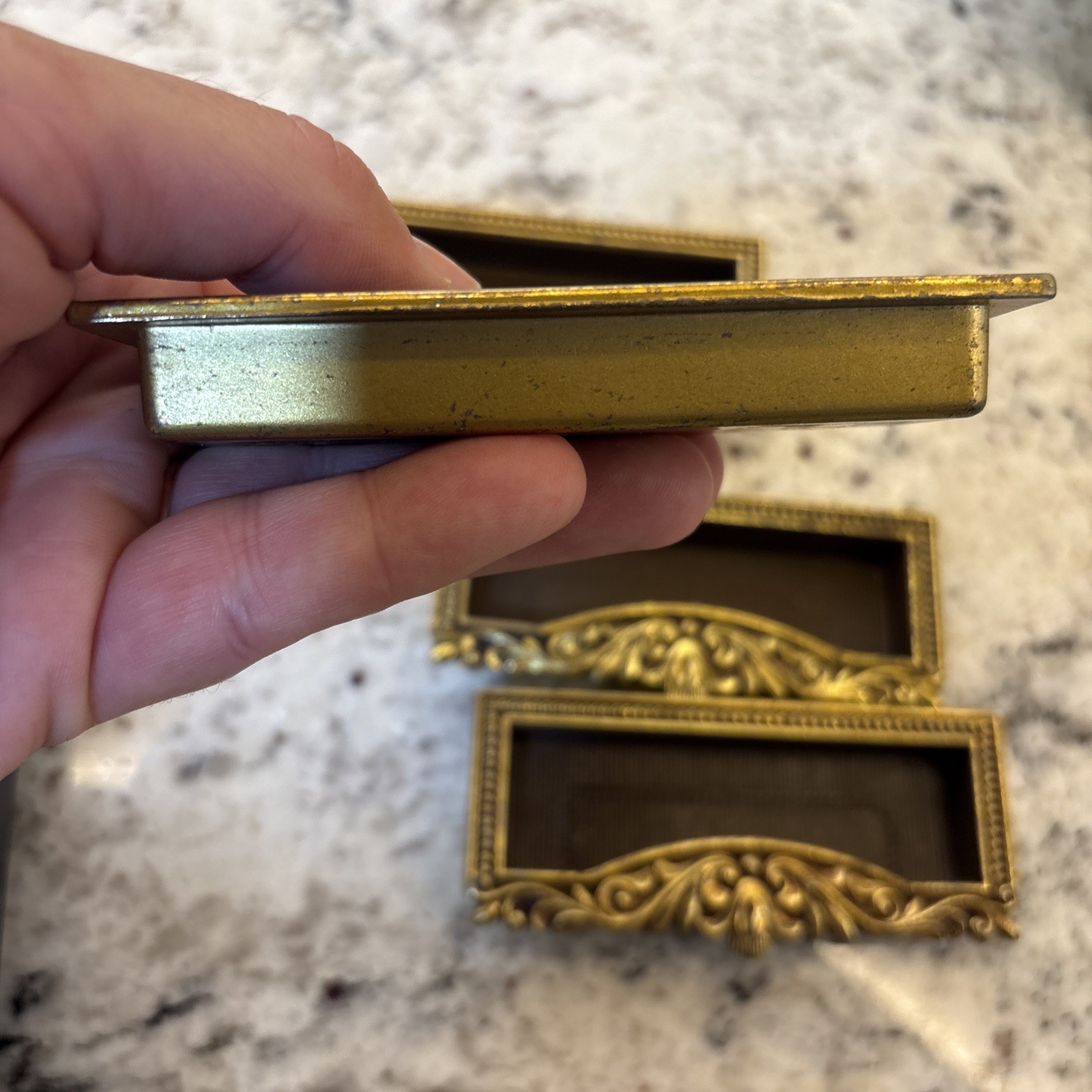 8 VTG Vcr Italy Brass Label Holder Drawer Pull French Provincial Rococo Hardware