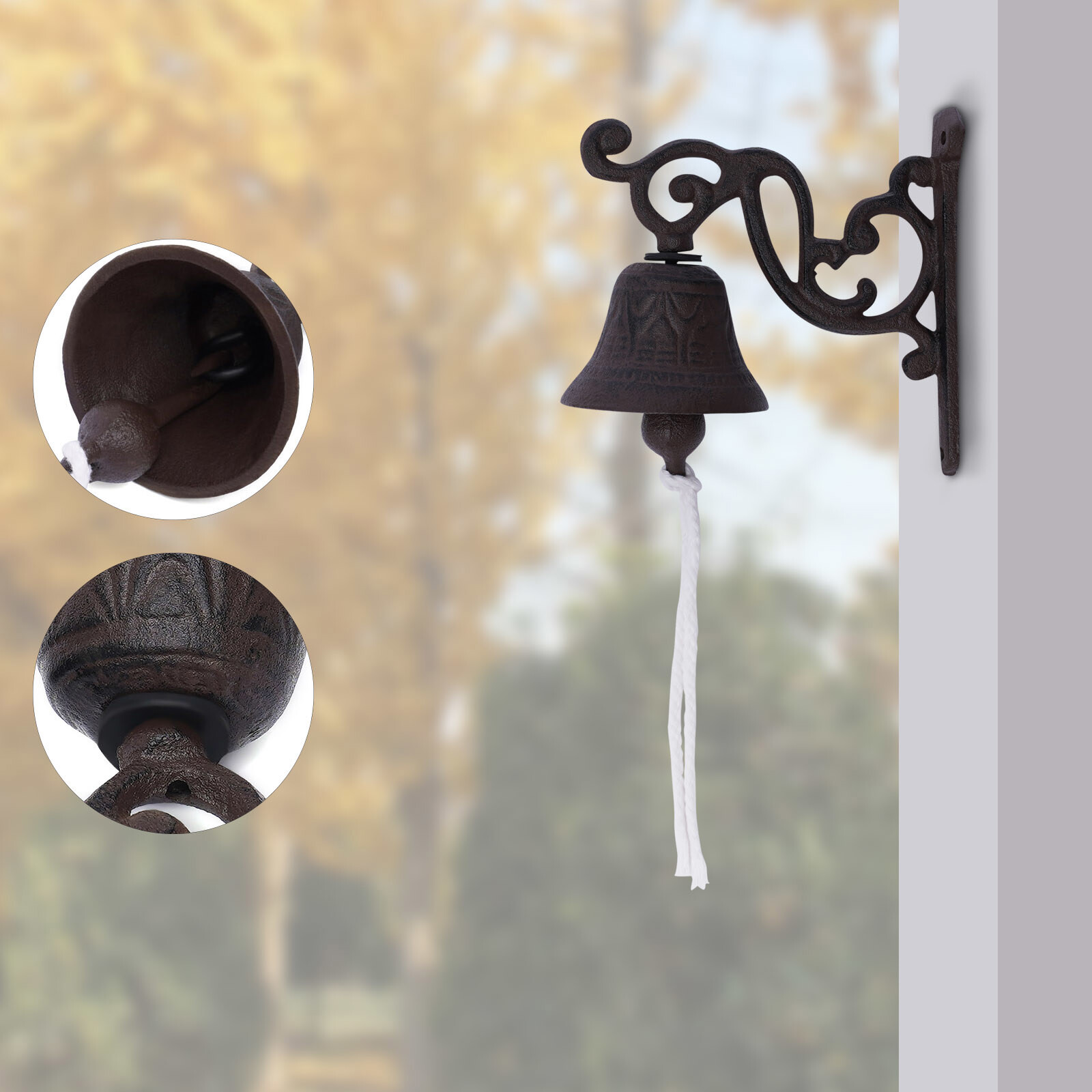 Cast Iron Door Bell Wall Mounted Outside Decorative Accent Bells for Farm House