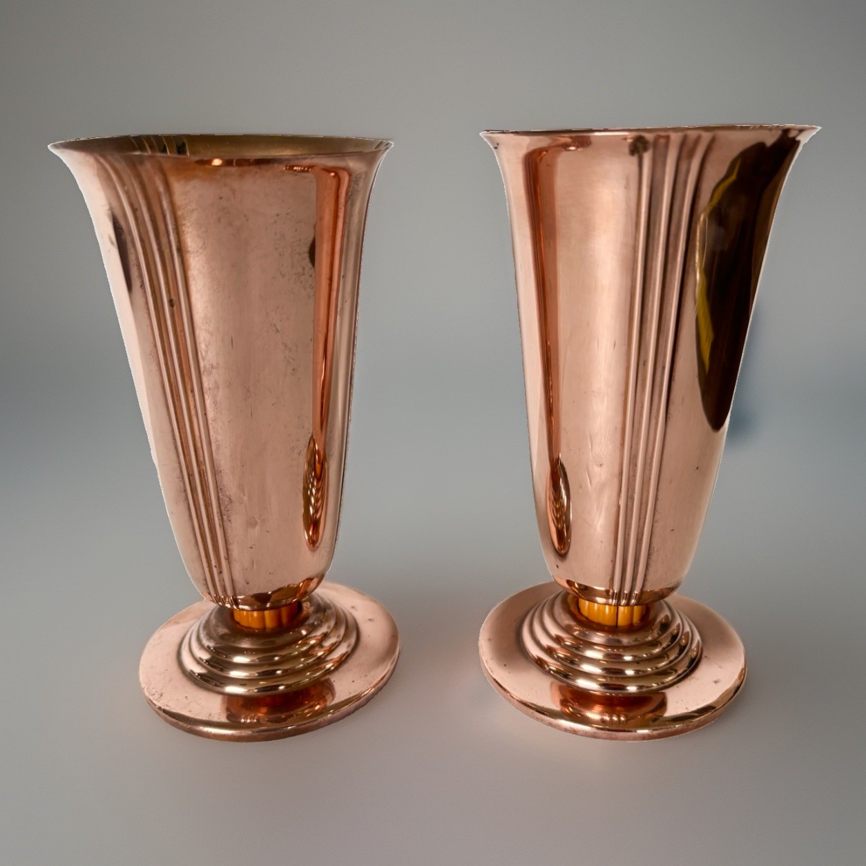 Vint 1930’s Chase Minerva Copper Vase with Butterscotch Bakelite Stem