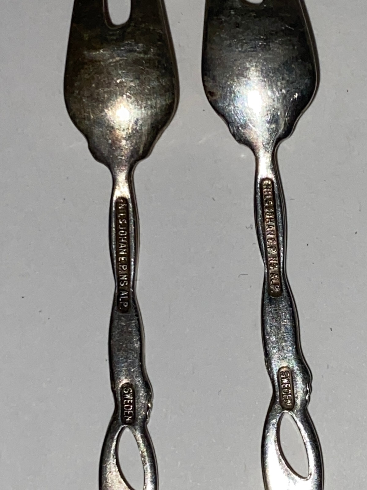 VTG 4 Nils Johan Sweden EPNS Floral Silver Plate Cocktail Forks Hors D’oeuvres