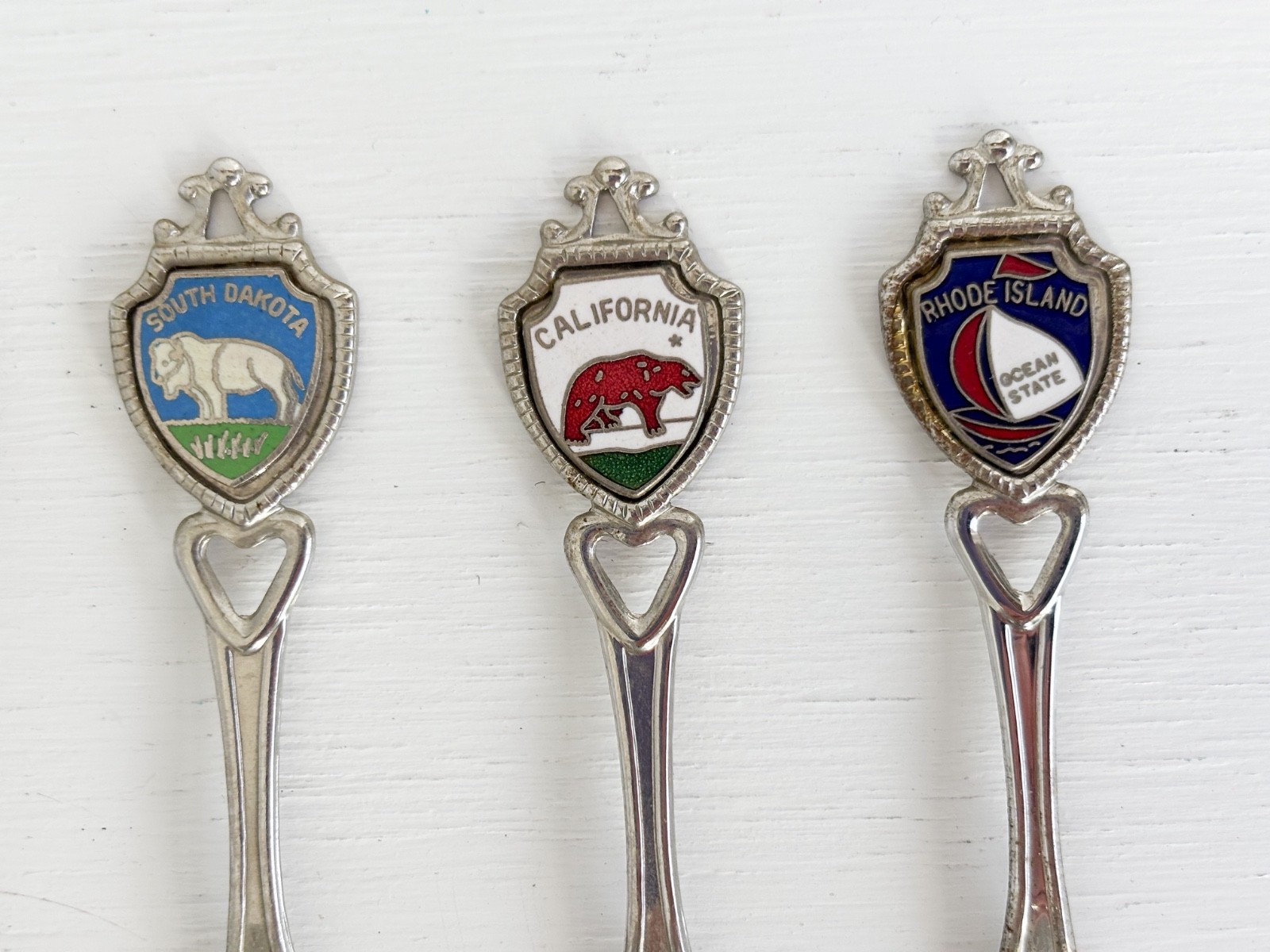 Fabulous Vintage 1970-80s Shield-Style Souvenir Spoons — Set of Lucky 13