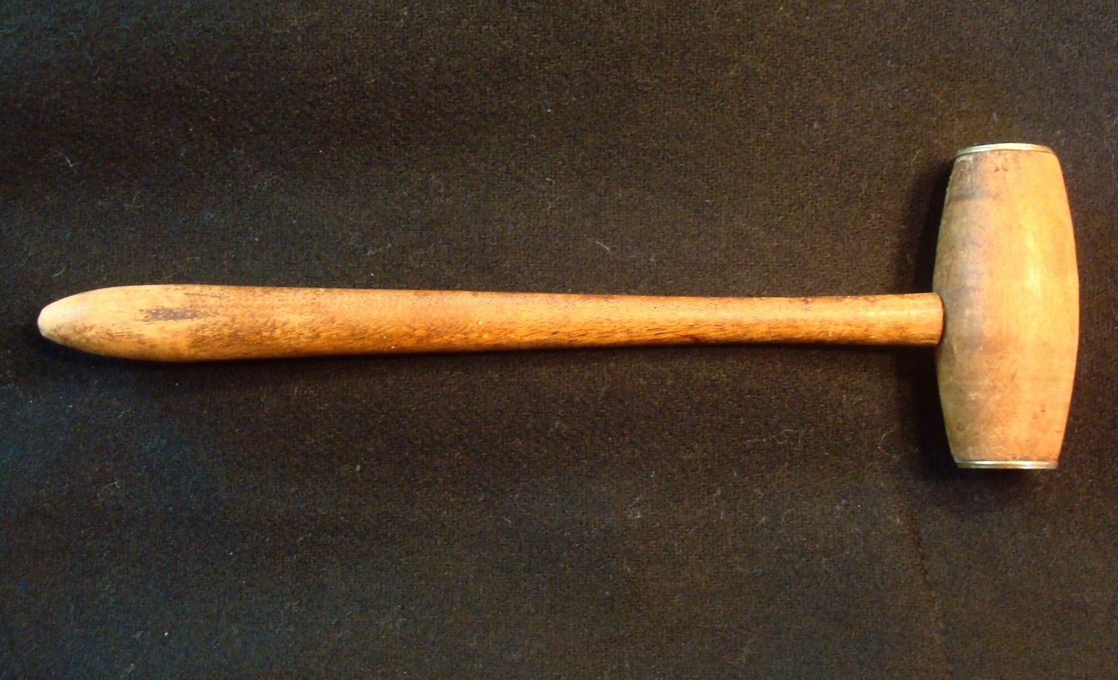 Antique wood and brass nutcracker hammer, 1920’s or earlier.