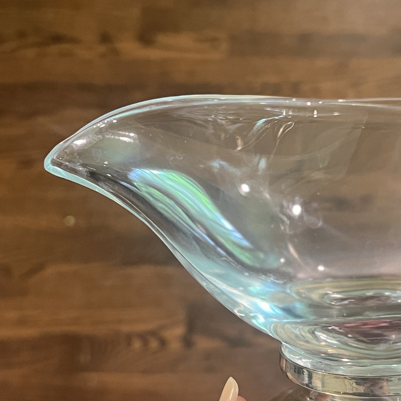 Vintage Frank M Whiting Silver Plate Glass Gravy Boat Creamer Heavy