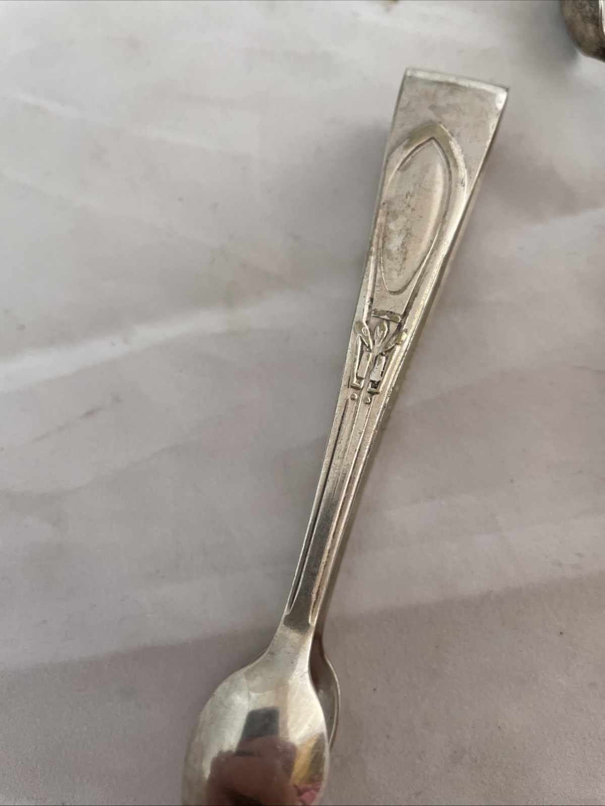 silver plated sugar tongs X 2. Art Deco.