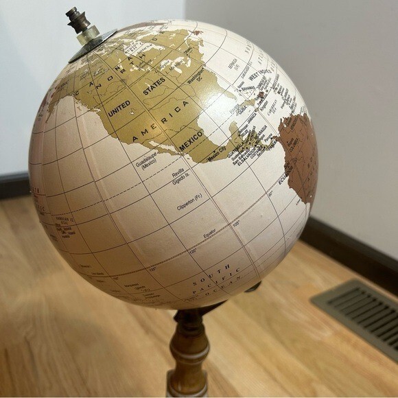 Wooden Paper Globe Stand Office Decor Map Wedding Decoration Travel Theme