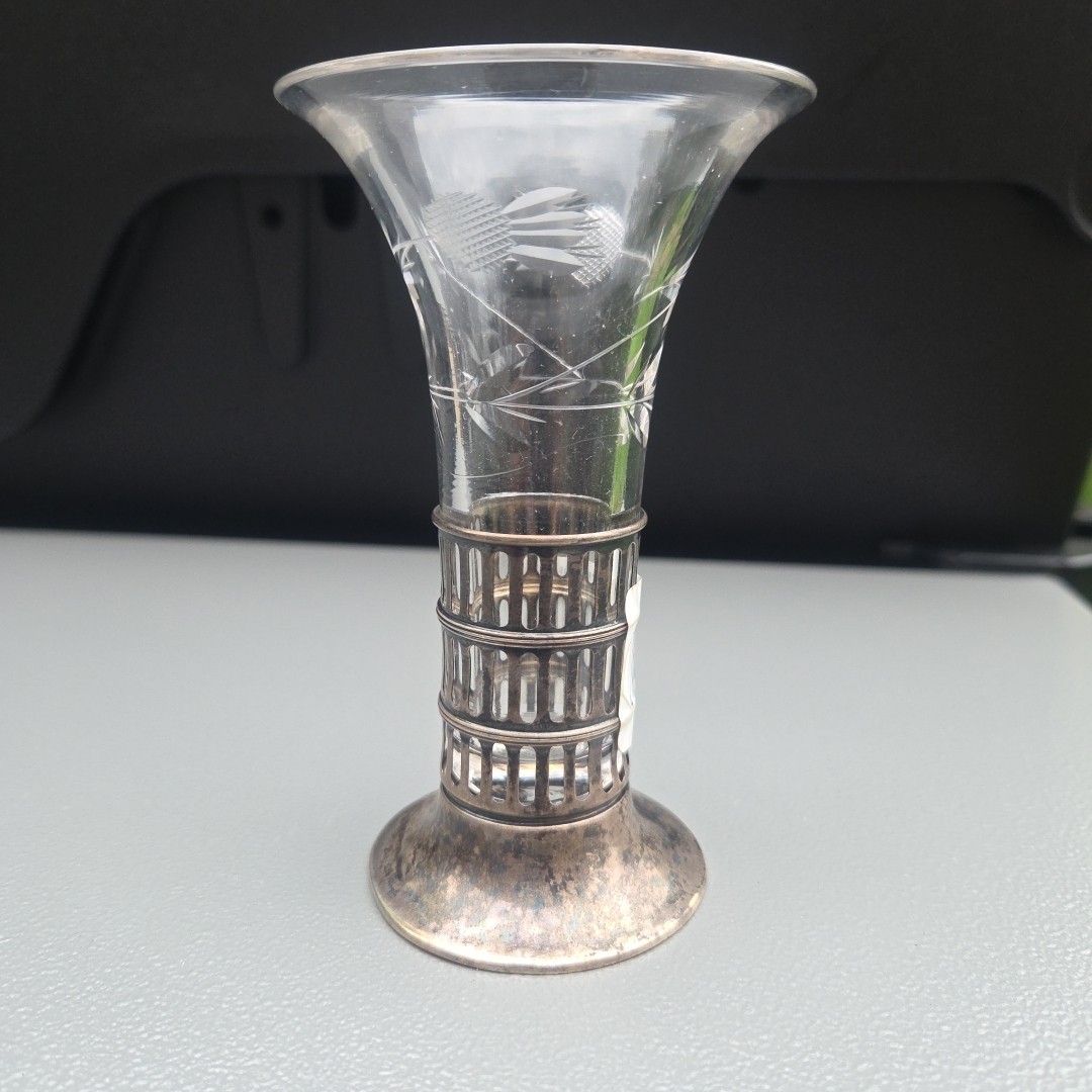 Antique Webster Sterling Silver Cut Glass Bud Vase – 15 grams