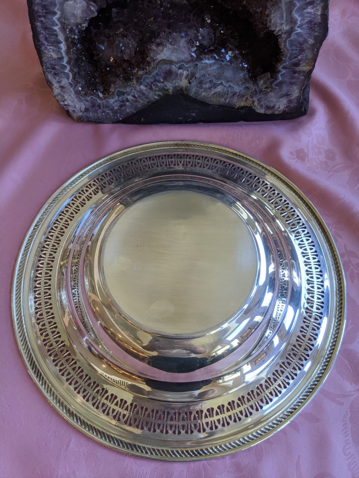 Wm. Rogers & Son 835 Silverplate 12″ Bowl Pierced/Lattice Band Rope-style Border