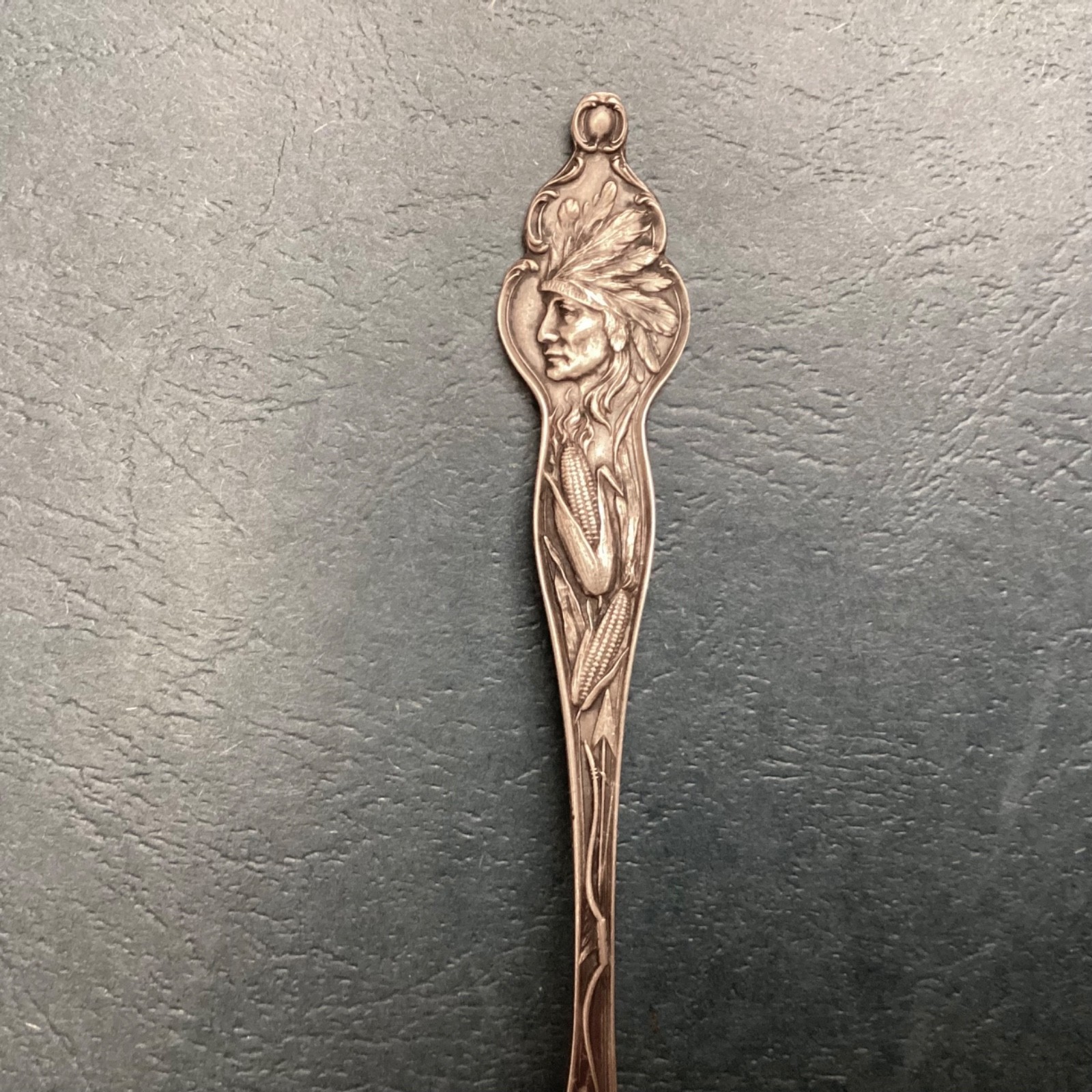 Antique Kansas City, MO Indian Head Chief Sterling Silver Souvenir Spoon