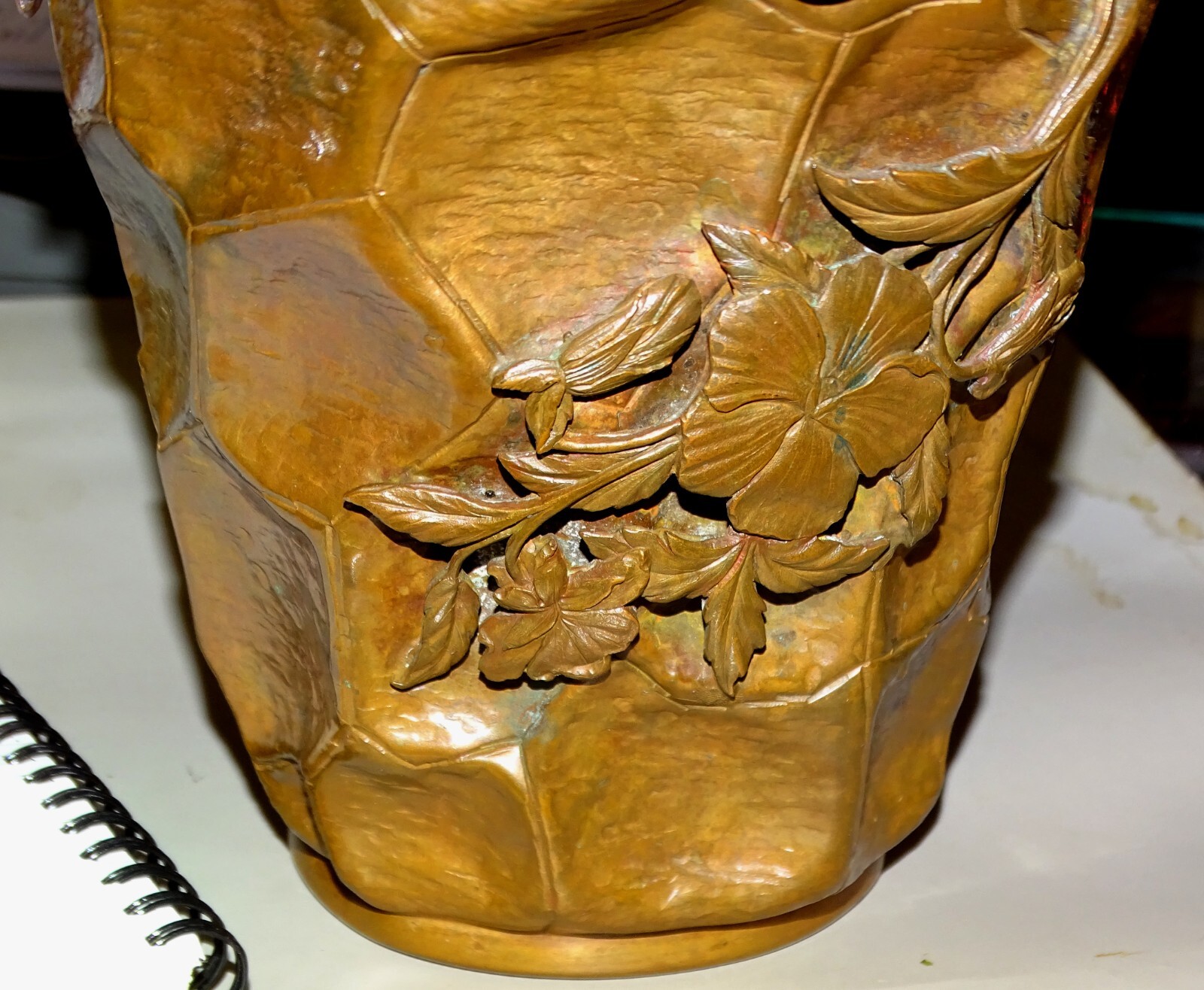 Made 1850-1899 Meiji Japanese Hand Made Copper Basket & Applied Copper Insect