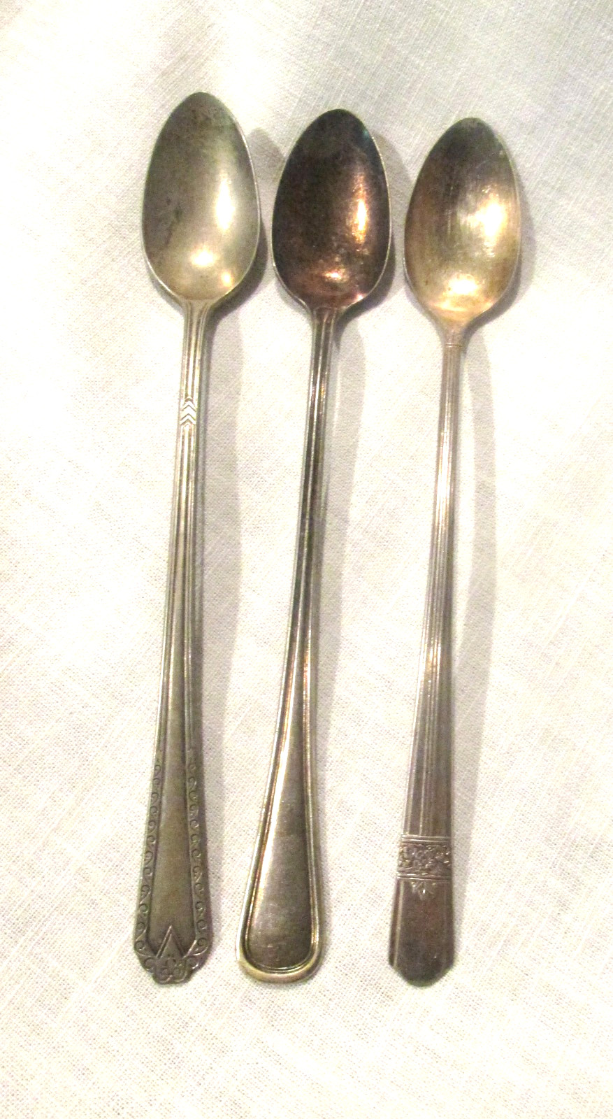 3 Vtg. Silverplate Ice Tea Spoons Rogers Hotel Plate Oneida