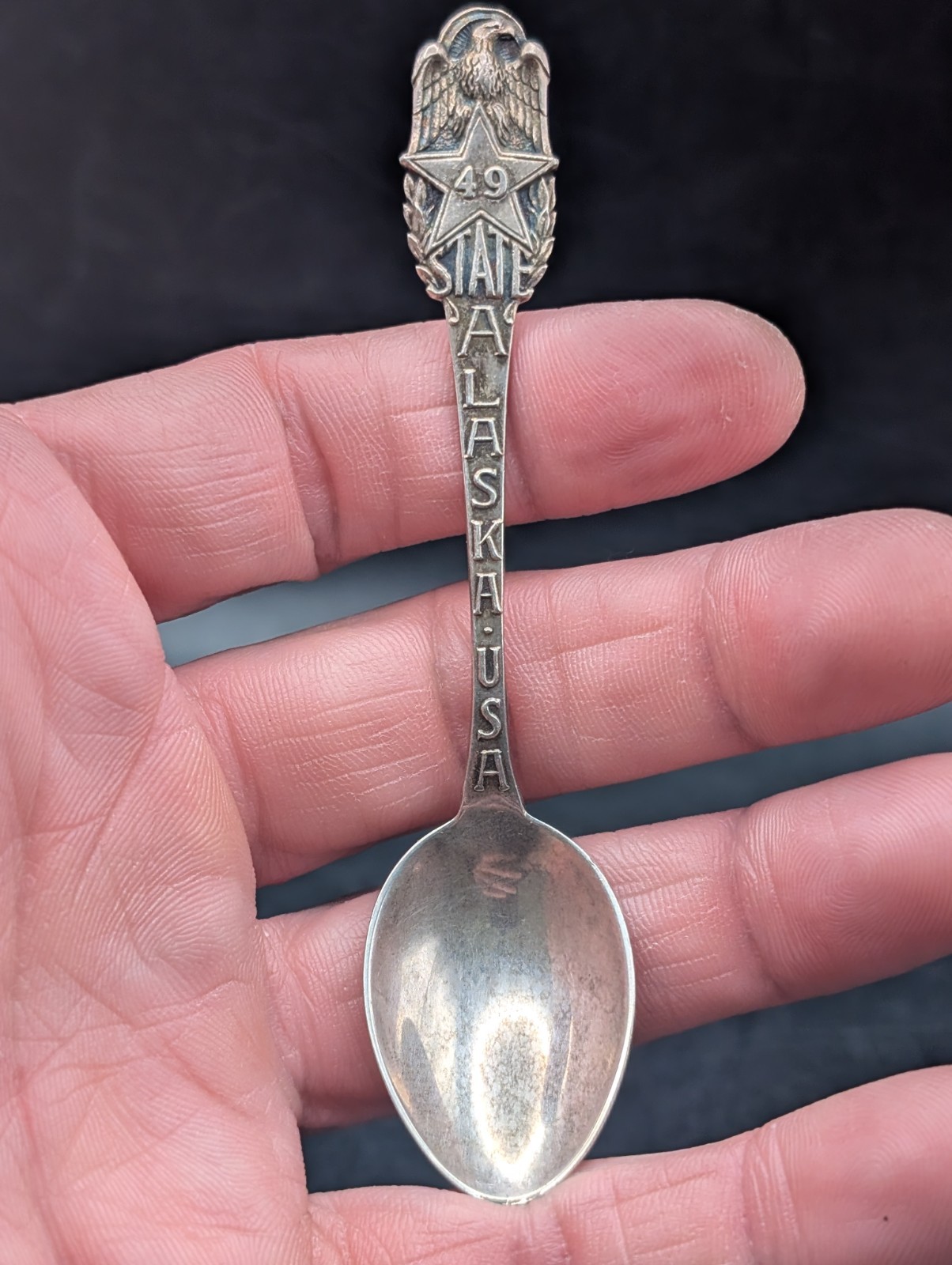 🔥 VTG JOSEPH MEYER STERLING SILVER 49TH STATE ALASKA SOUVENIR SPOON 11.5 GRAMS
