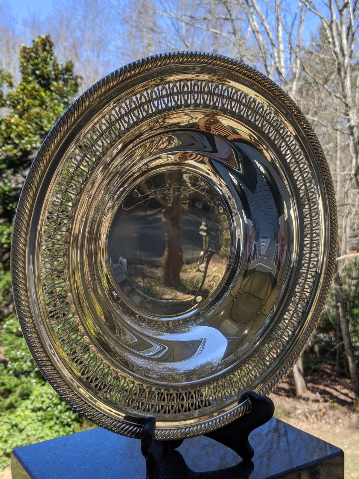 Wm. Rogers & Son 835 Silverplate 12″ Bowl Pierced/Lattice Band Rope-style Border
