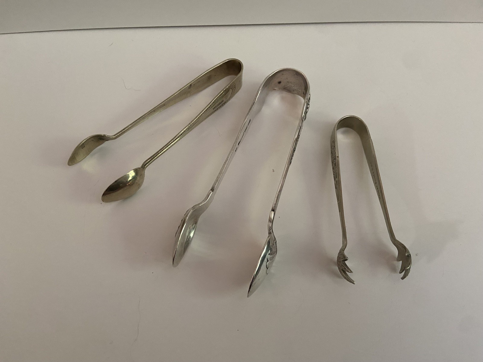 Lot of 3 Vintage Silver Plated Sugar Tongs – Mixed Sizes