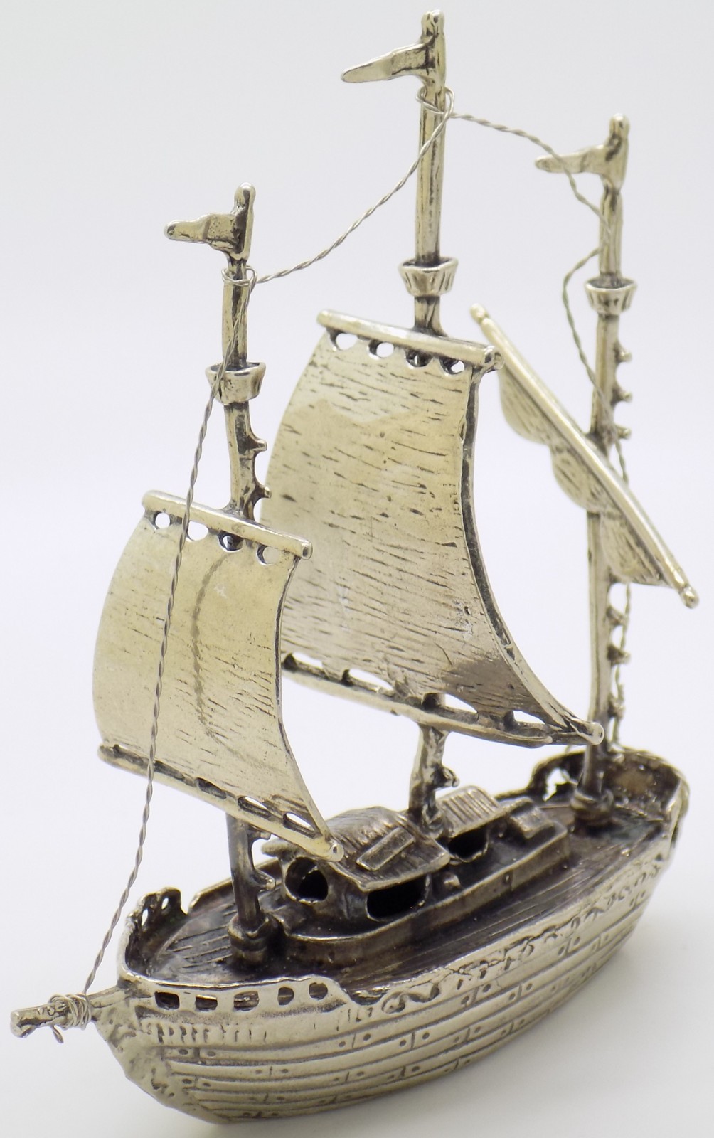 Vintage Italian Handmade Genuine Silver Galleon Sailing Ship Large Figurine