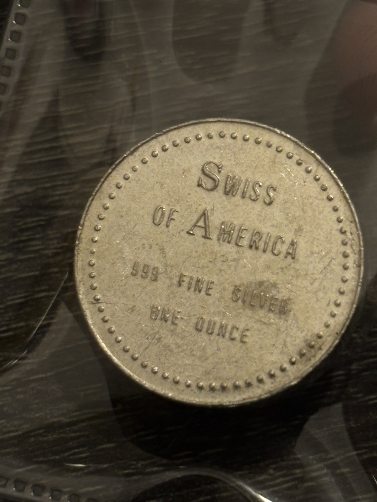 Vintage Swiss Of America 1 Troy Oz .999 Fine Silver Rolo Round