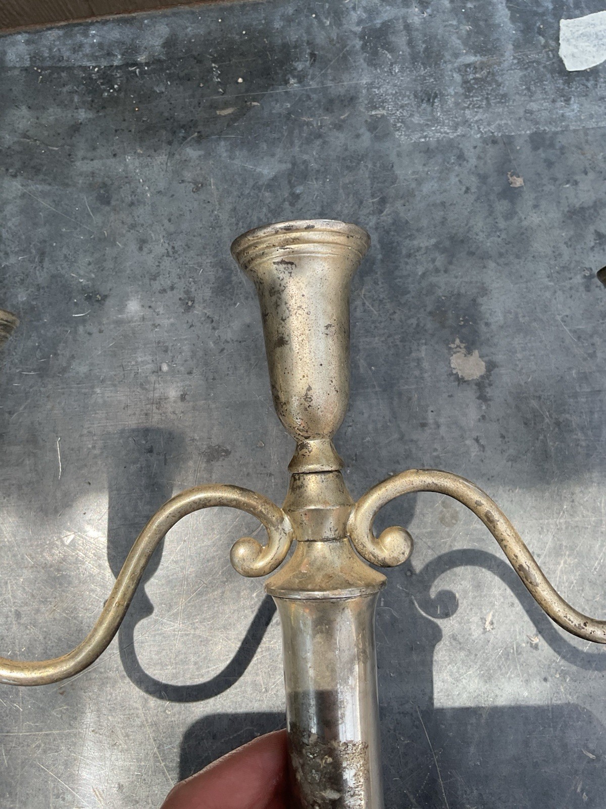 Vintage Godinger Silverplate Candelabra 3 Arm Holders Arms Silver Patina Rustic