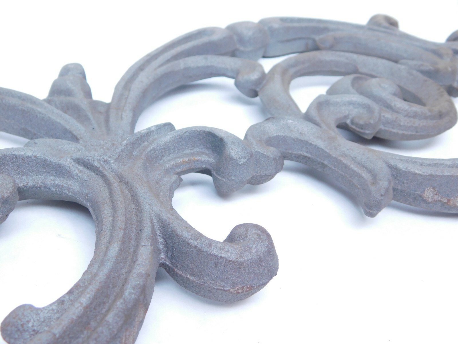 Vintage Pediment Cast Iron Scroll Curve Spiral Wall Decor Art Panel 20″ x 7″ SI