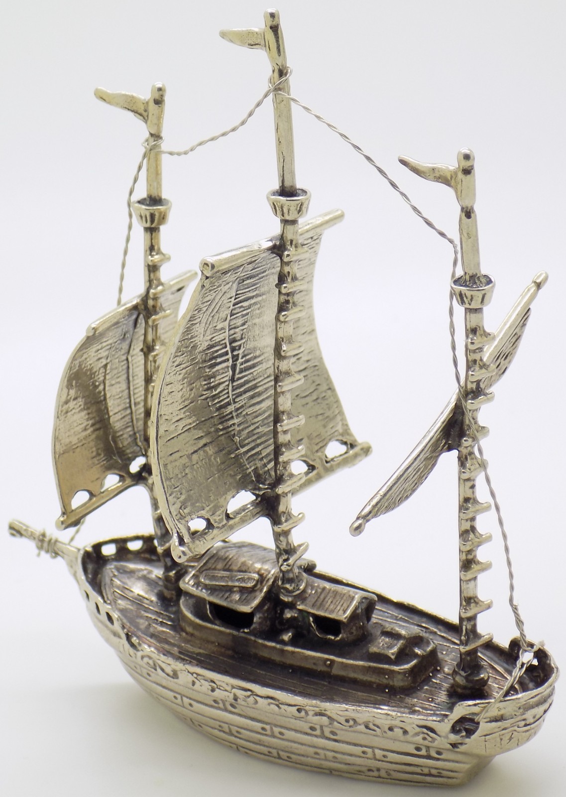 Vintage Italian Handmade Genuine Silver Galleon Sailing Ship Large Figurine