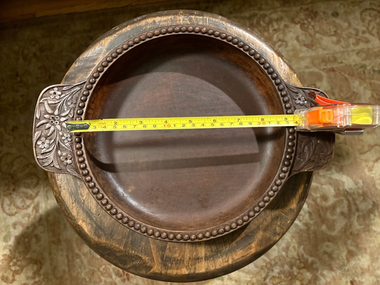 Vintage Hand Carved Wood Folk Art Dough Bread Bowl