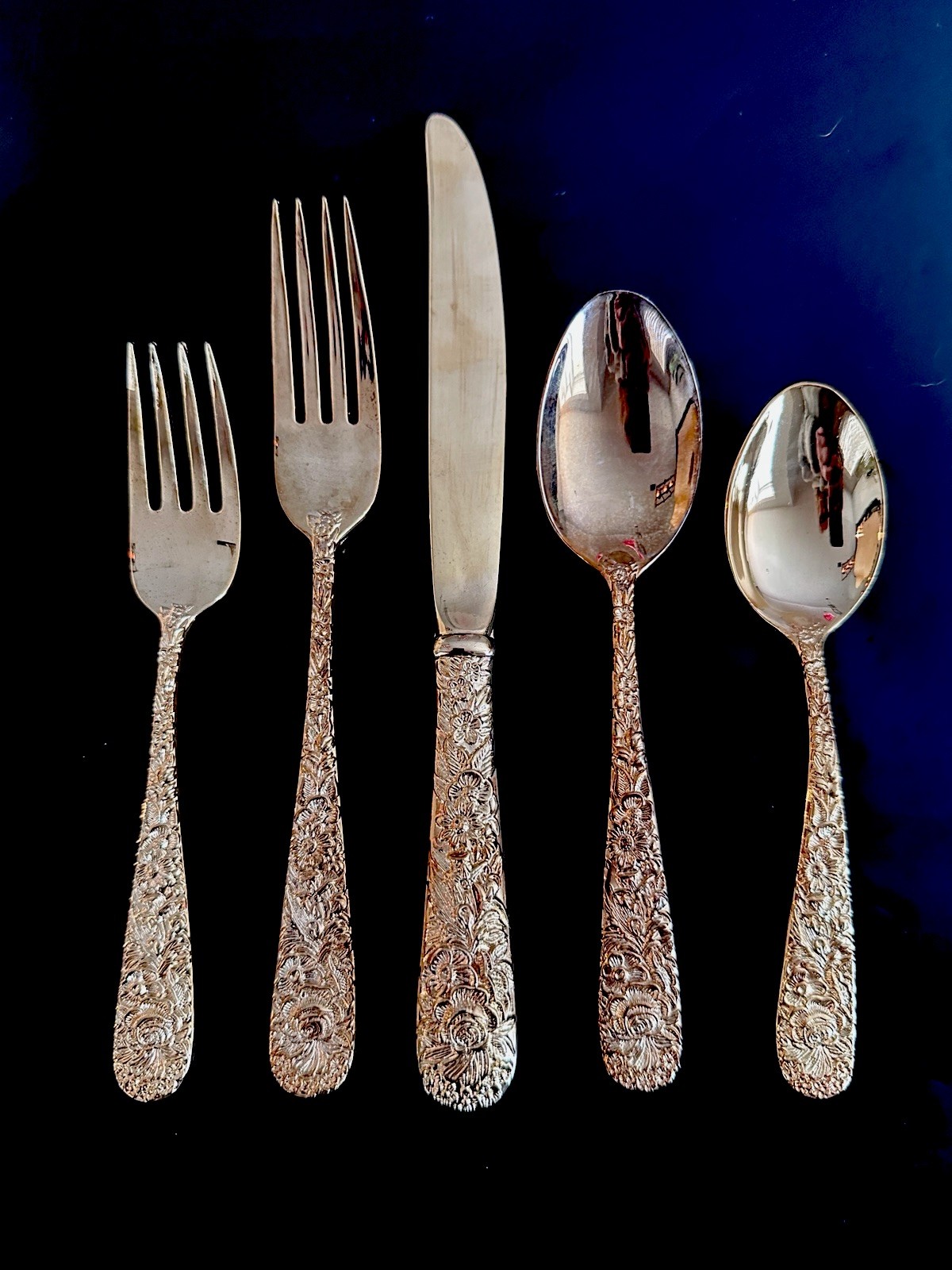 VTG GODINGER “Olde Bouquet” Gold Tone 20-Piece Place Setting Flatware