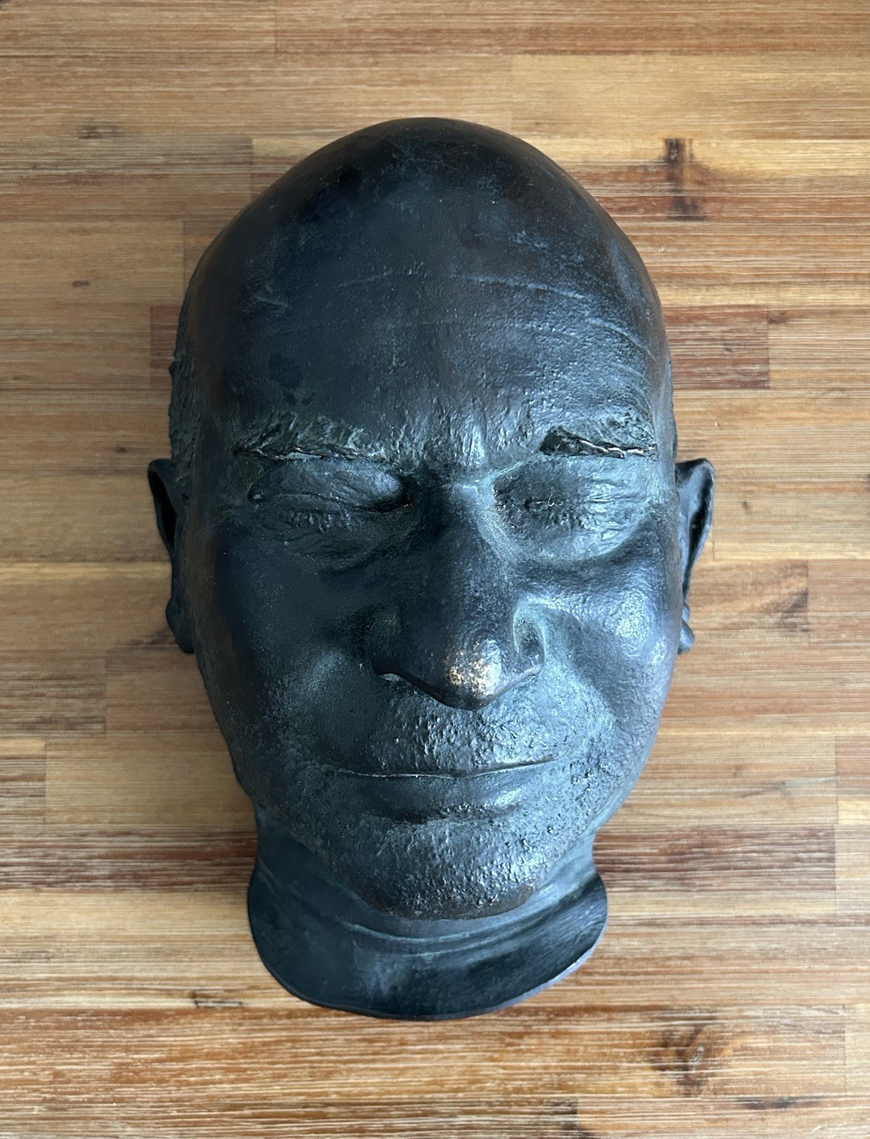 Rare Antique 19th/20th Century Unknown Bronze Life Size Death Mask Sculpture
