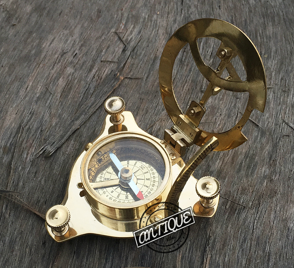 Vintage London west maritime antique SUNDIAL COMPASS brass nautical Christmas Gi