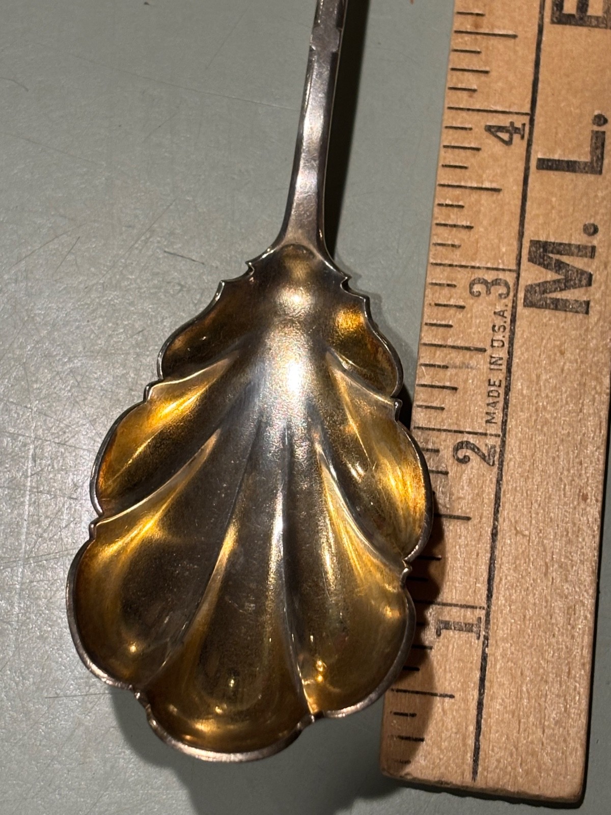 1855 Gorham Saxon Stag coin silver 8.75” serving pudding spoon figural deer